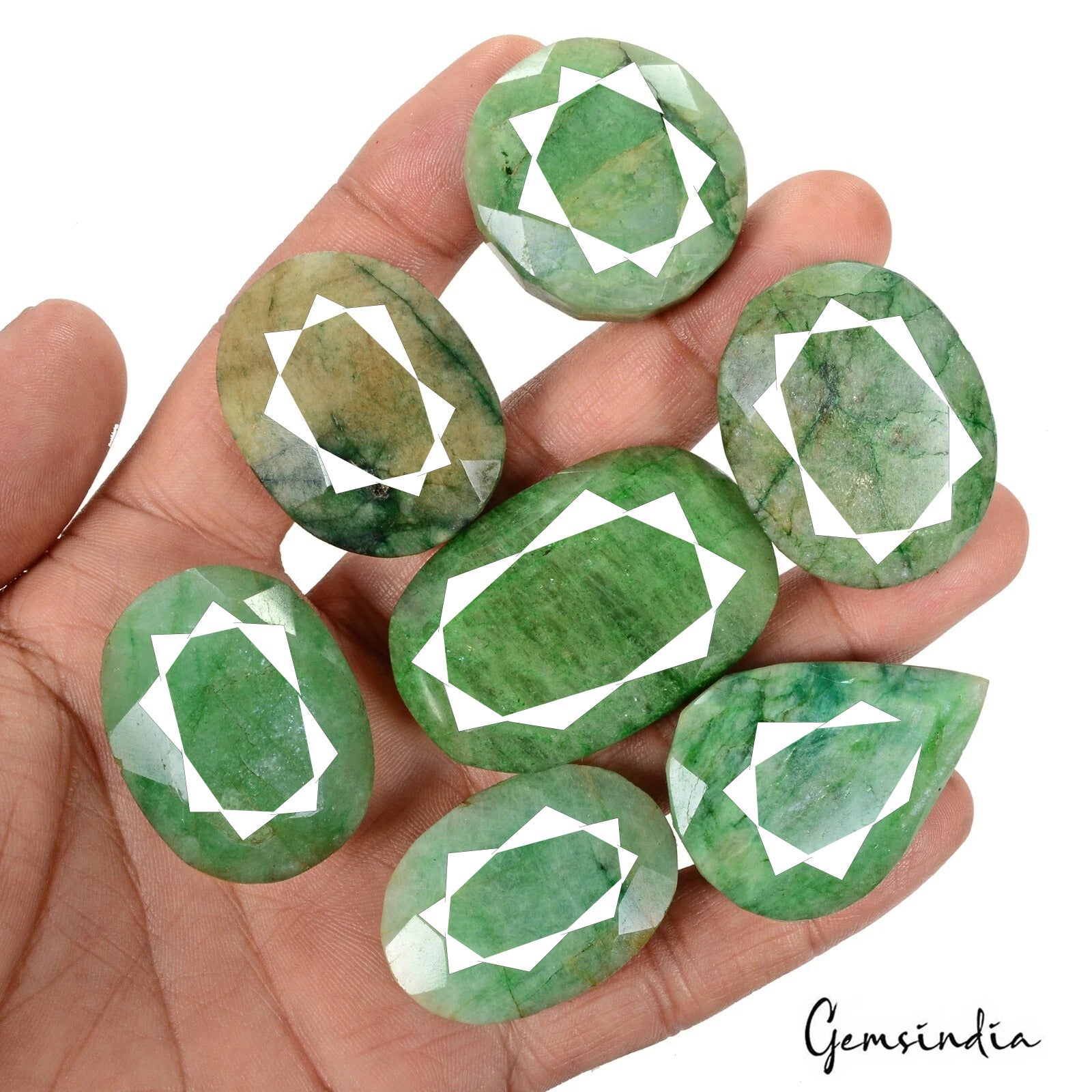 830 Ct Natural Green Emerald Mix Cut Loose Earth mined Gemstones, Brazil~6  Pcs