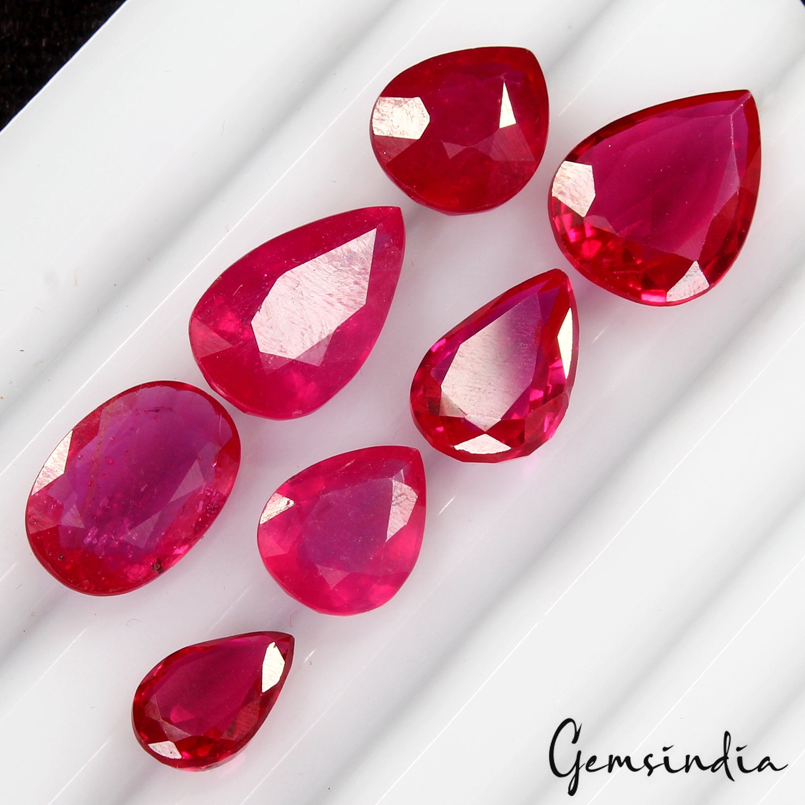 Flawless 33.50 Ct Red Pink Hydro Ruby Mix Shape Faceted Loose Gemstones 10-15mm