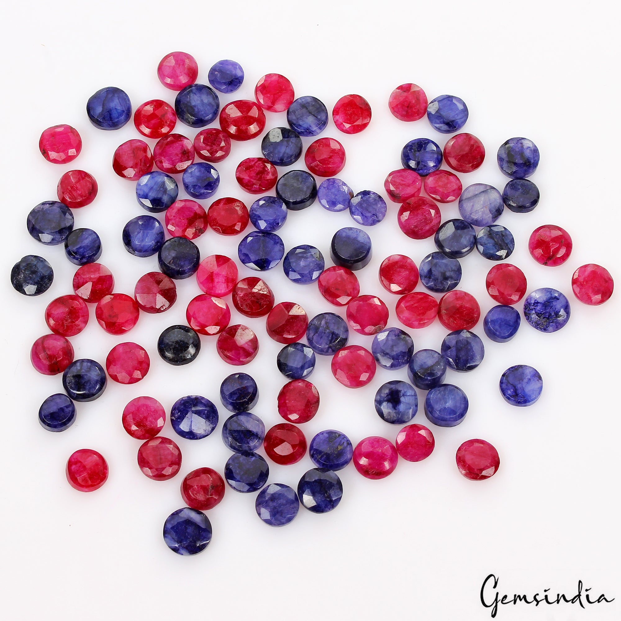 Blue Beryl Lot, Loose Gemstone, Color Enhanced, Red — 95 Pieces, 8mm to 10mm, 263 Ct