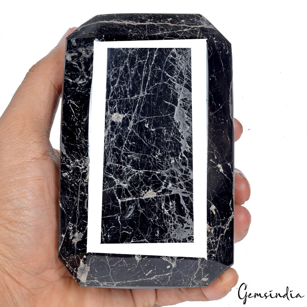 1.2 Kg Natural Rare Black Tourmaline Octagon Cut Large Loose Gemstone 4.8*3*2.5"