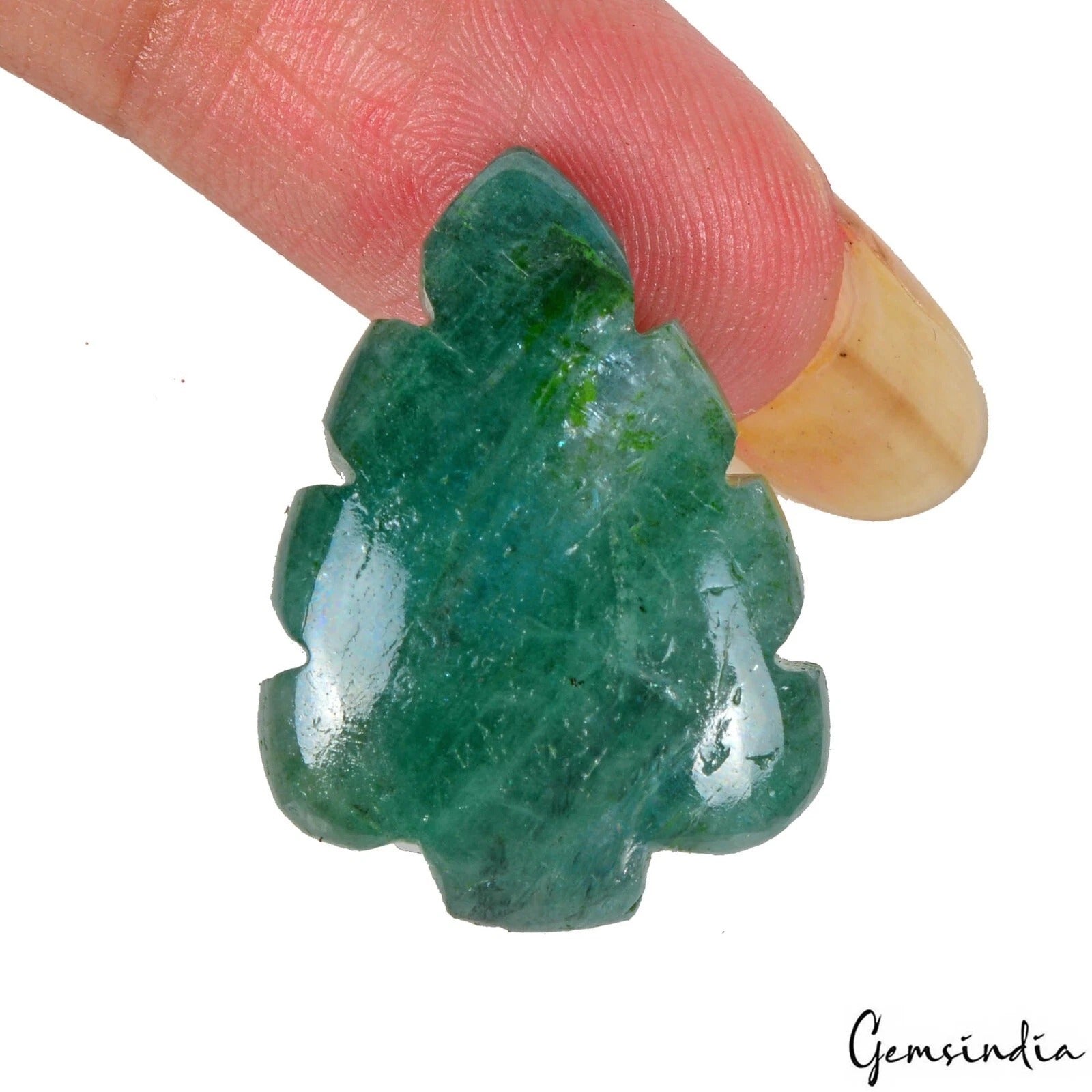 Certified 20 Cts Natural Untreated Green Emerald Leaf Pear Hand Carved Fancy Gem