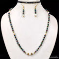 134.50 Cts Emerald Ruby Sapphire Gemstone Beaded Handmade Necklace with Earrings