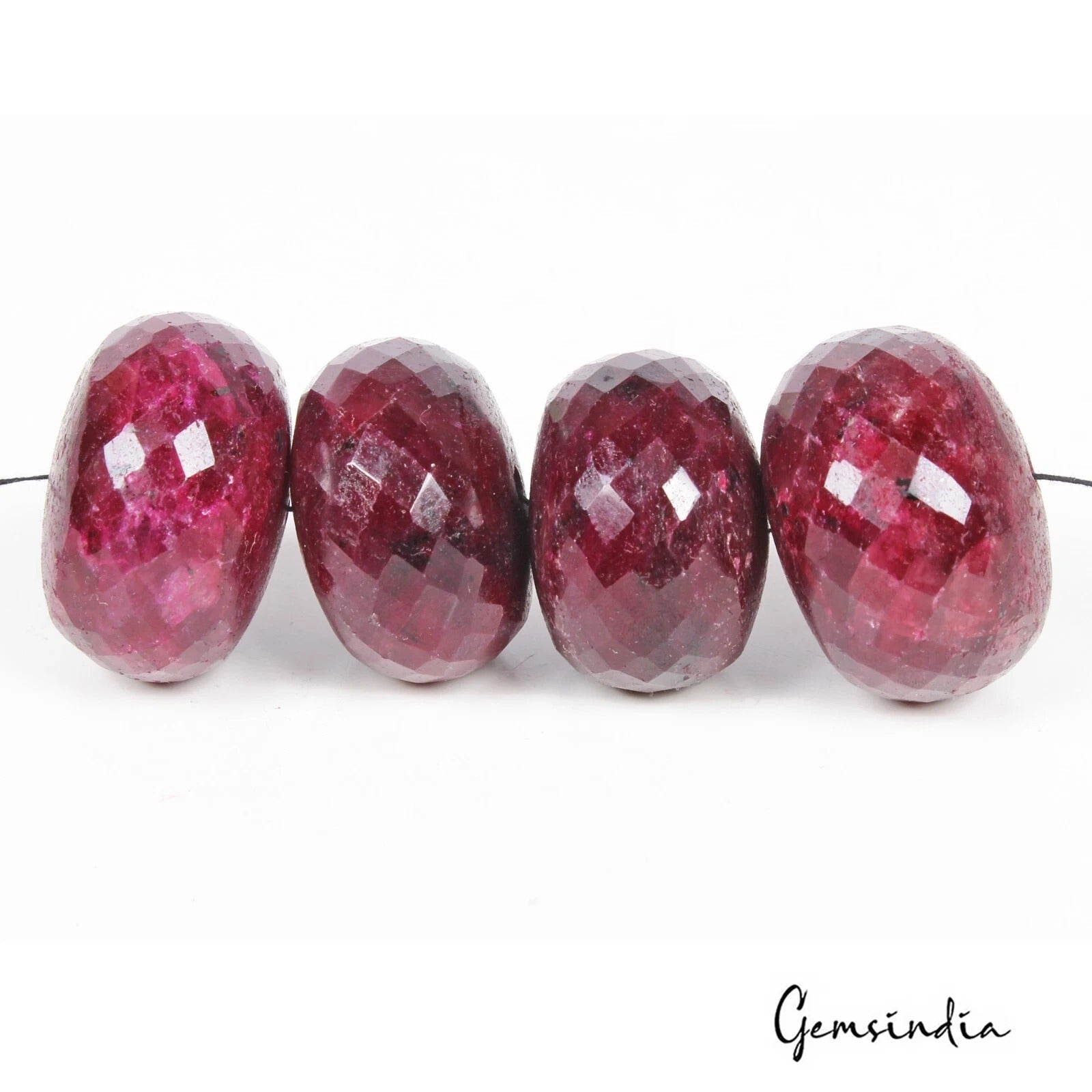 740 Cts/4 Pcs Natural African Red Ruby Round Faceted Drill Bead Loose Gems Lot