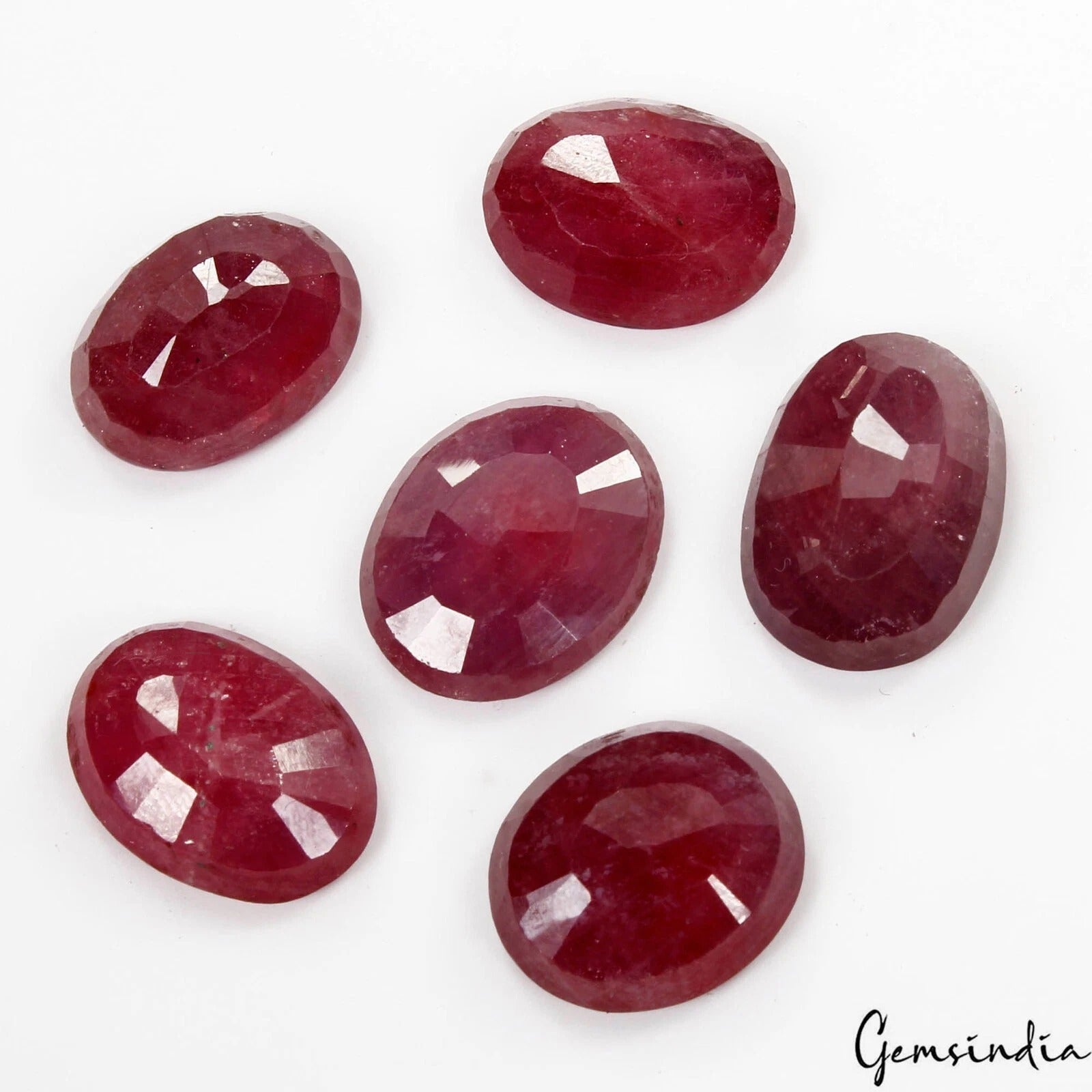 58 Cts/6 Pcs Natural Mozambique Red Ruby Oval Faceted Cut Gems Lot For Jewelry