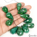 670 Ct Natural Green Emerald Pear Checker Cut Drilled Jewelry Bead/Briolette~11P