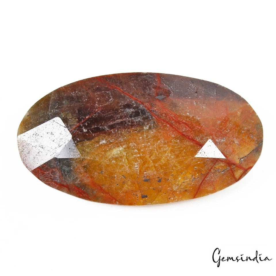320 Ct Natural Untreated Yellow Brown Sapphire with Red Streak Gems For Jewelry