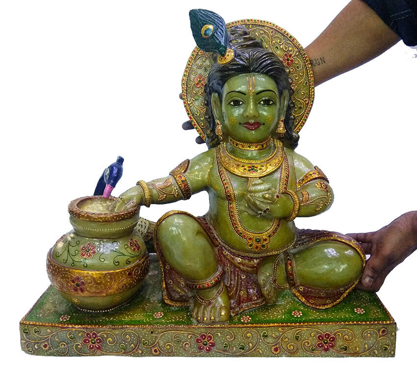 Aventurine Krishna Figurine, Untreated — 38.9 Kg, Madagascar