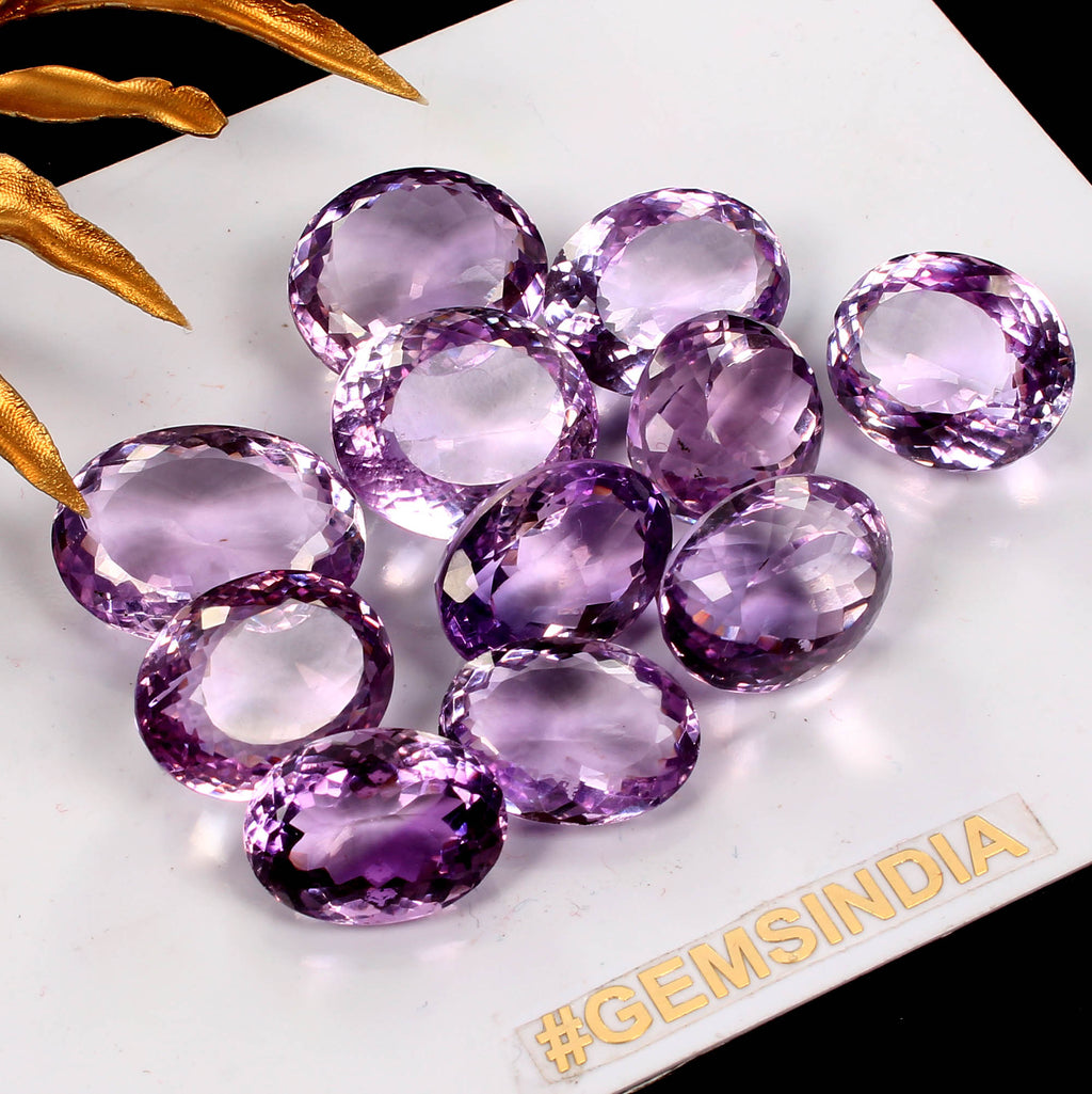 11 Pcs Natural Rich Purple Amethyst 13mm-14mm Oval Cut Huge Loose Gemstones Lot