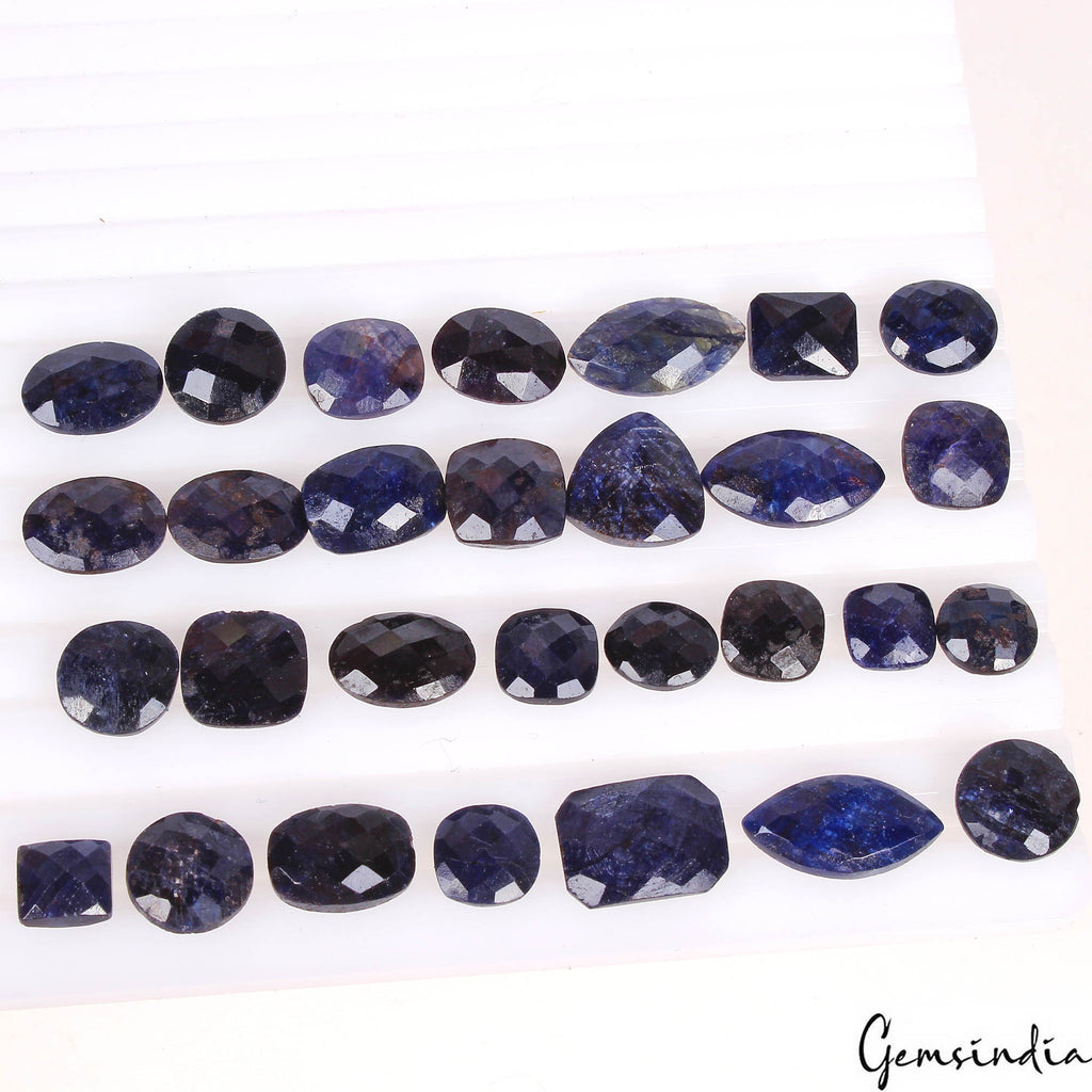 202.30 Cts/29 Pcs Natural Blue Sapphire Mix Checker Cut Loose Gems For Jewelry