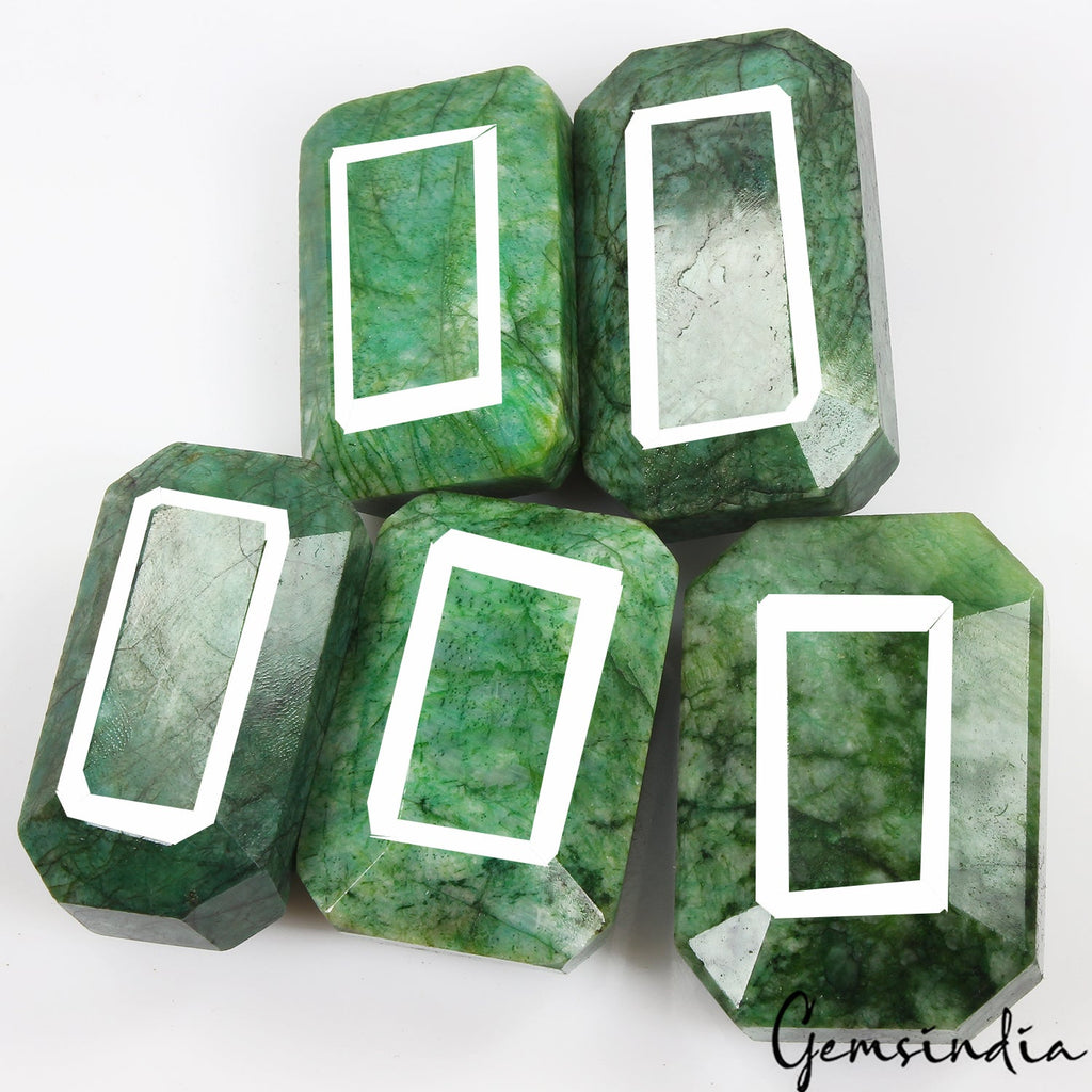 1600Ct Natural Green Emerald Octagon Cut Loose Earth mined 45-52mm Gemstones Lot