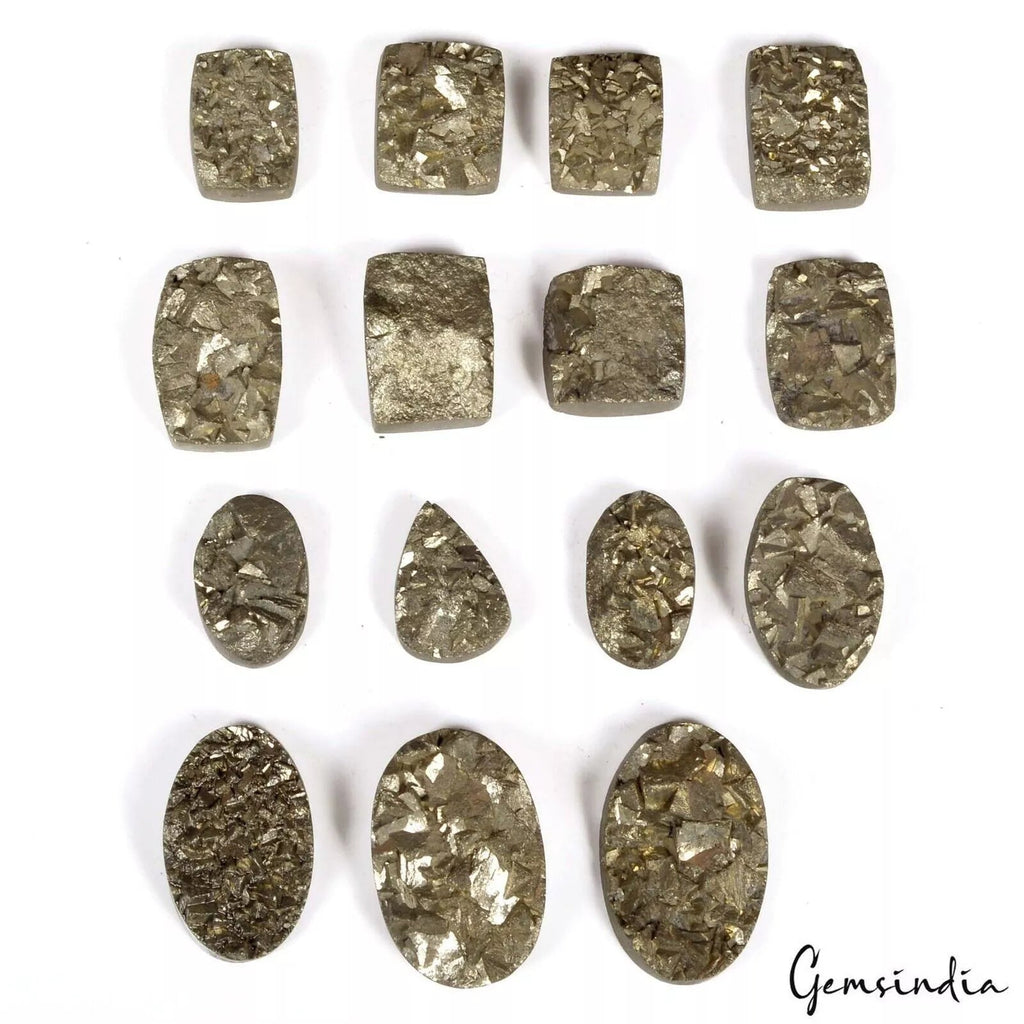 700 Ct Natural Pyrite Druzy Untreated Mix Shape 17mm-30mm Peru Gemstones ~ 15 Pc