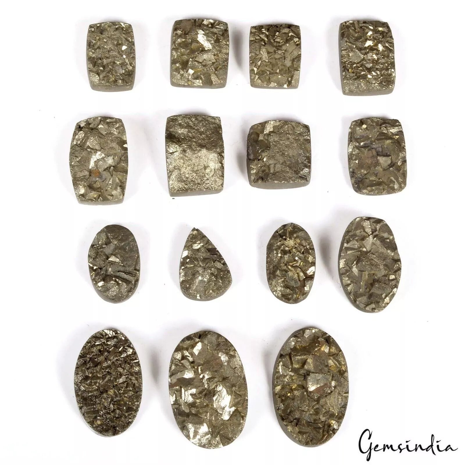 700 Ct Natural Pyrite Druzy Untreated Mix Shape 17mm-30mm Peru Gemstones ~ 15 Pc