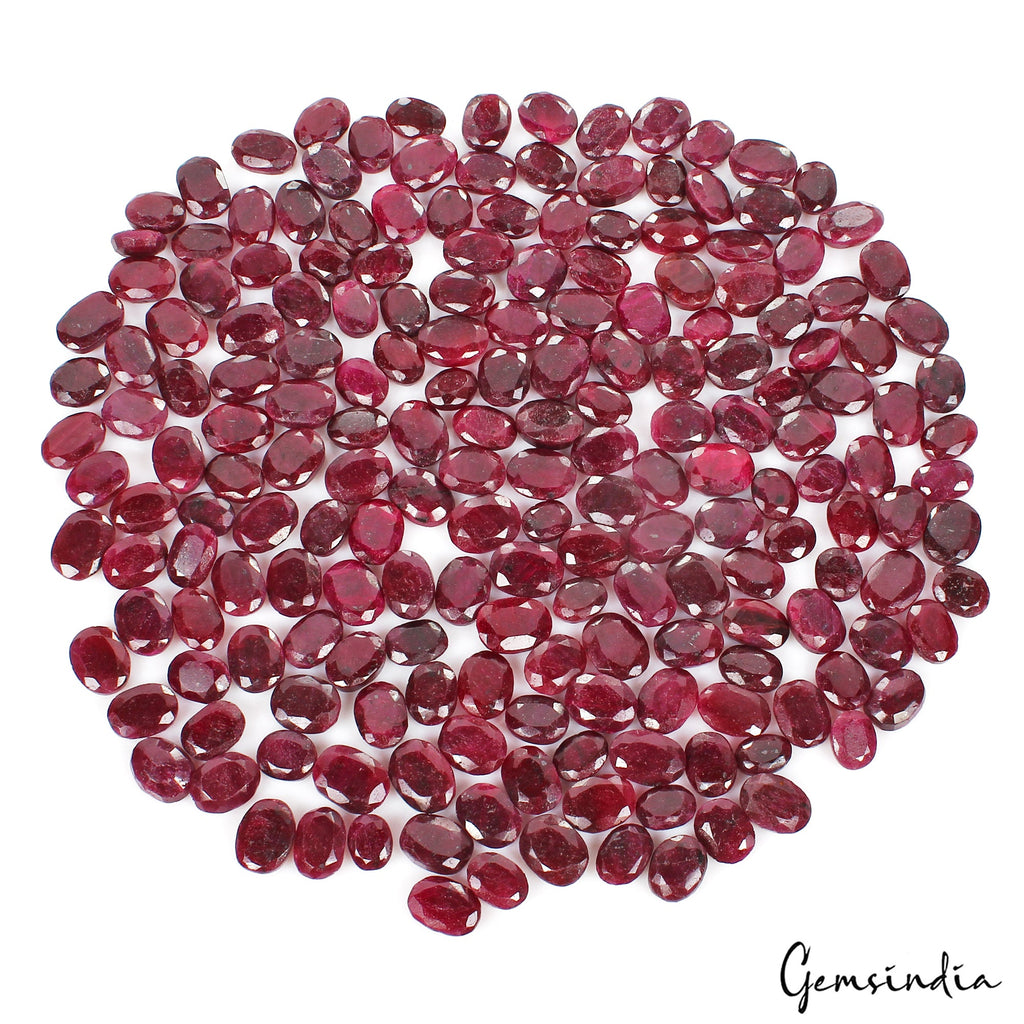 Certified 3000 Ct/195 Pcs Natural Red Ruby Oval Cut Faceted Loose Gemstone Lot