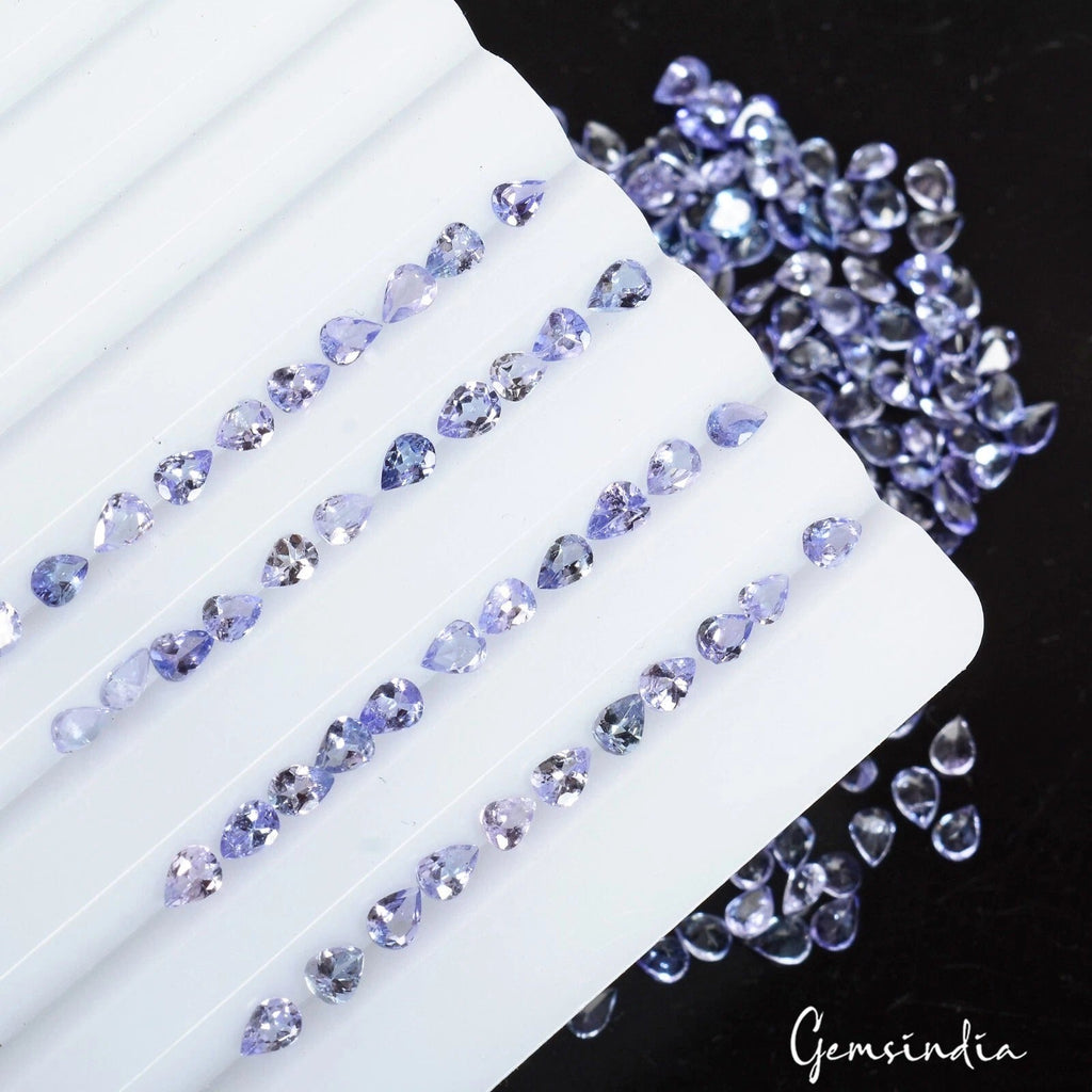 27.50 Ct/220 Pcs Natural Untreated Blue Tanzanite Pear Calibrated 4x3mm Gems Lot