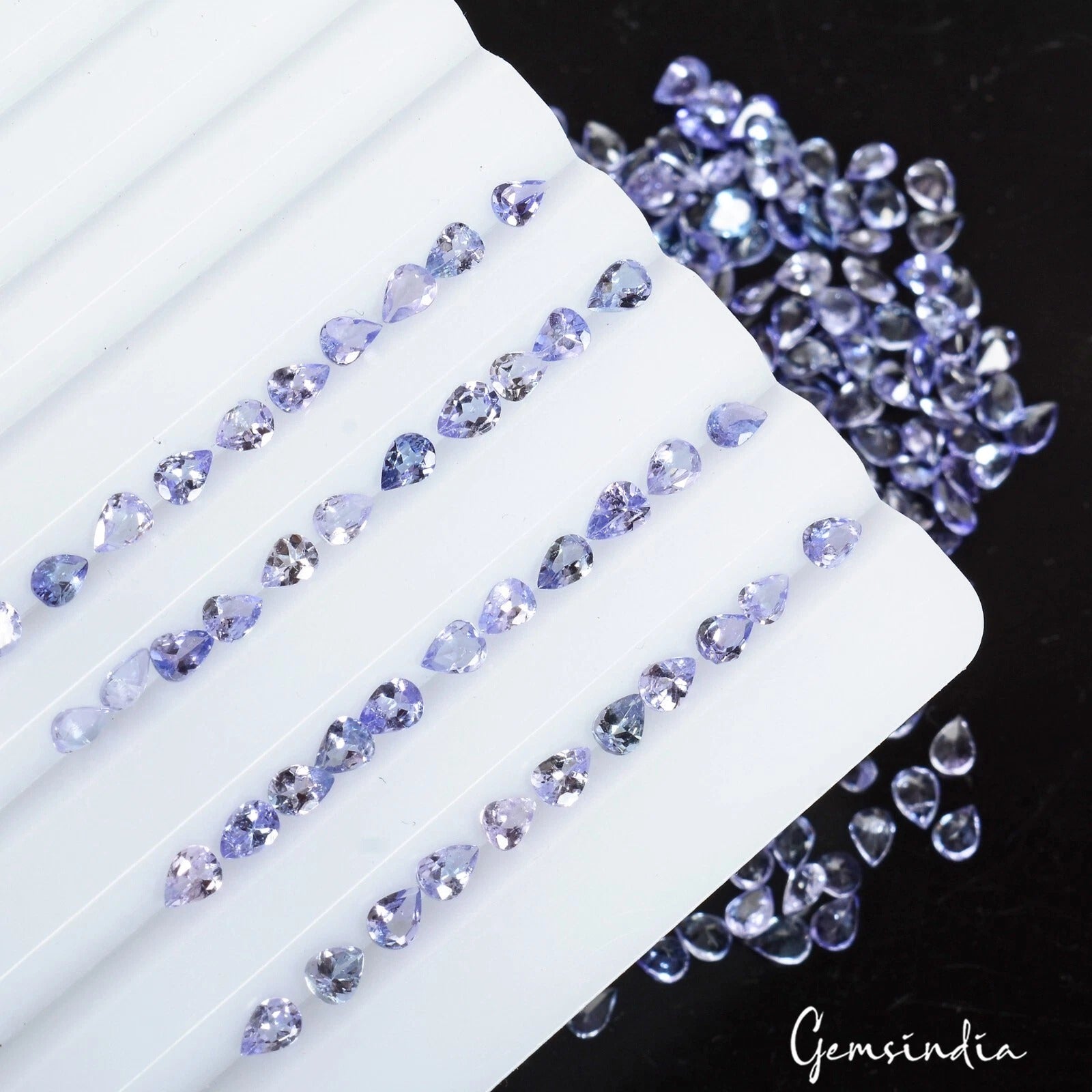 27.50 Ct/220 Pcs Natural Untreated Blue Tanzanite Pear Calibrated 4x3mm Gems Lot