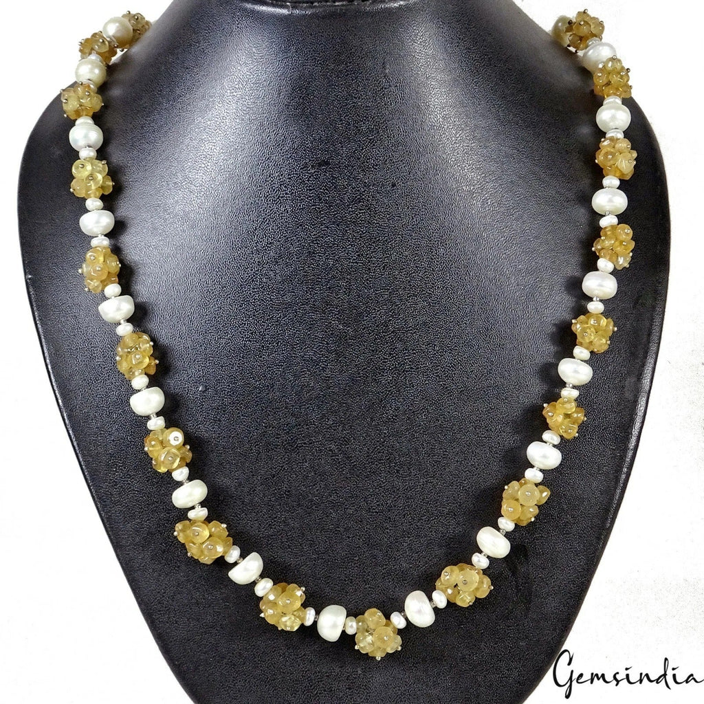 405 Cts Natural Hessonite Garnet Freshwater Pearl Designer Handmade Jewelry Set