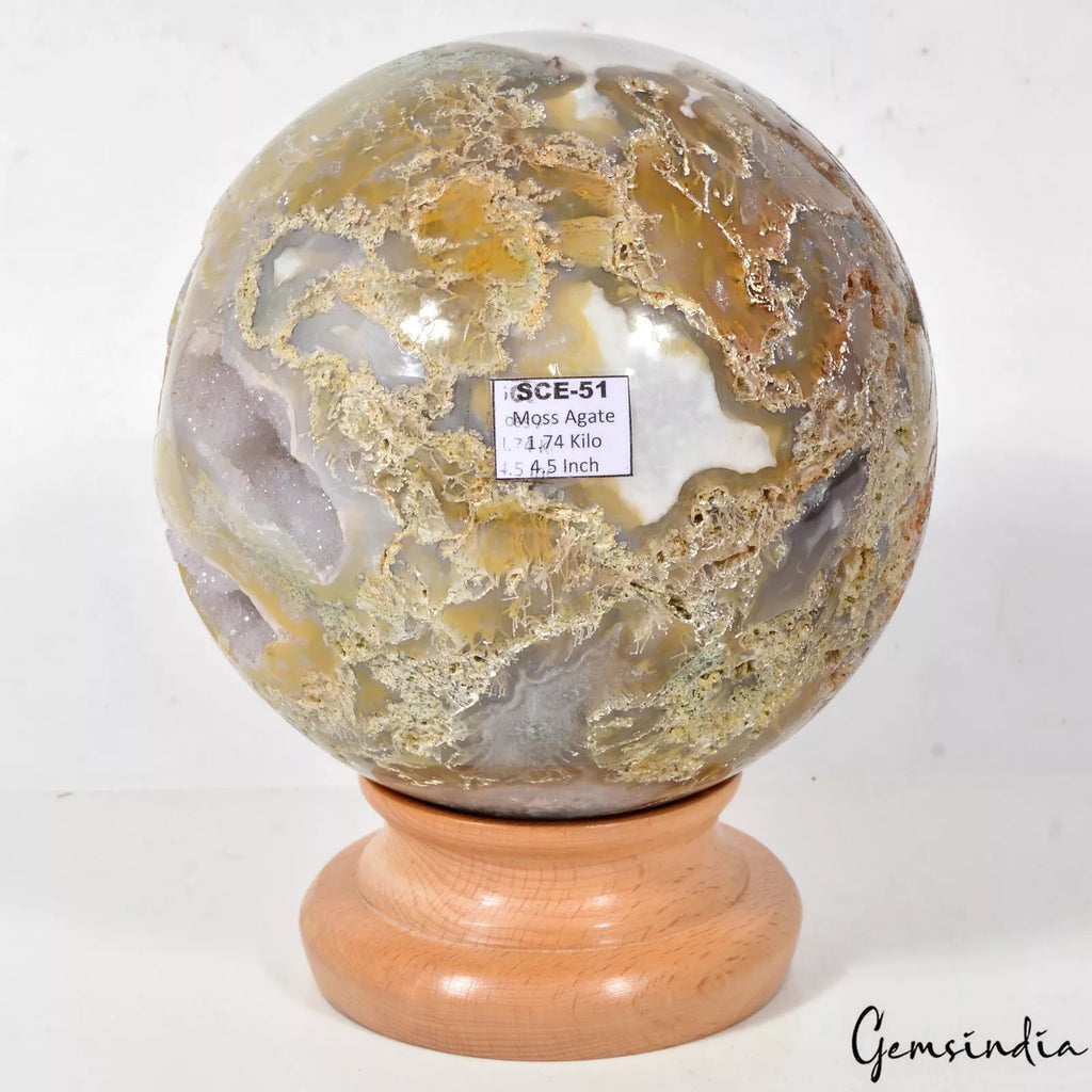 Moss Agate Sphere, Untreated — 4.5 Inch, 1.74 Kg (8700 Ct)