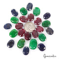 500 Ct Natural Ruby Emerald Sapphire Oval Cut Faceted Loose Certified Gems Lot