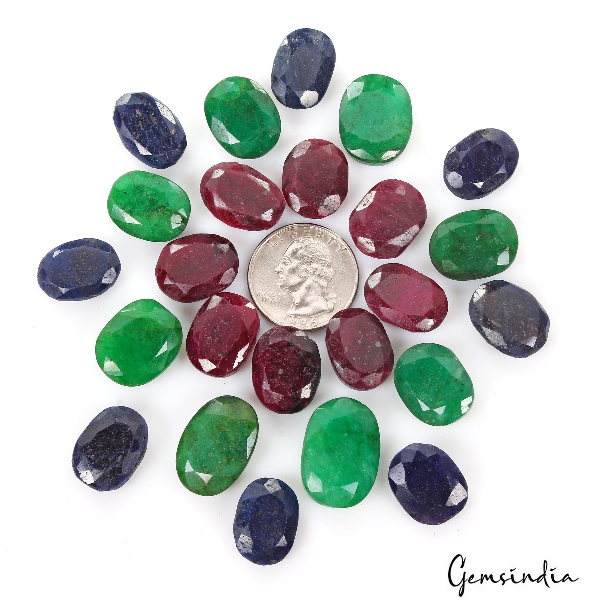 500 Ct Natural Ruby Emerald Sapphire Oval Cut Faceted Loose Certified Gems Lot