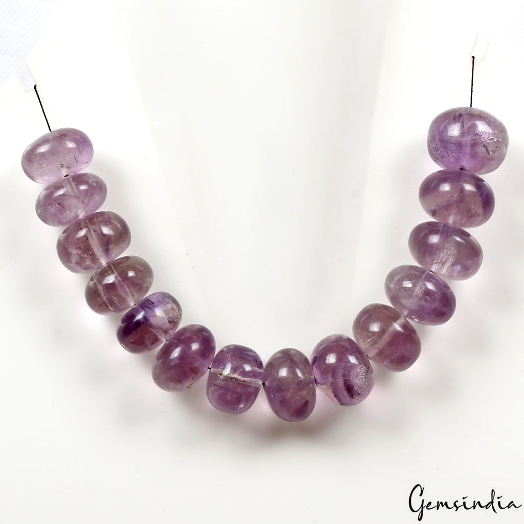 390 Ct/14 Pcs Natural Brazilian Purple Amethyst Round Cab Drilled Beads Gems Lot