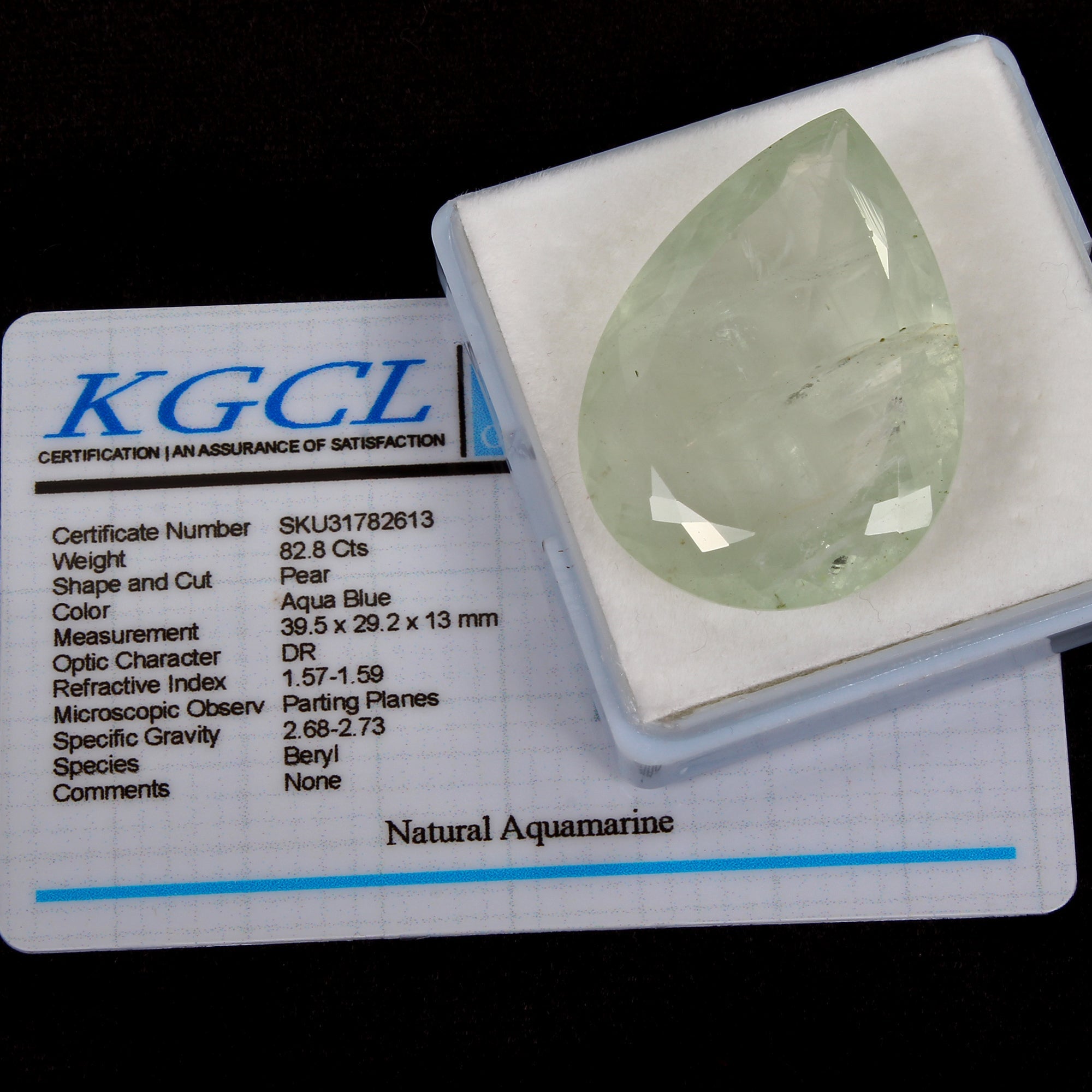 Certified 82.80 Cts Natural Unheated Aqua Green Aquamarine Pear Loose Gemstone