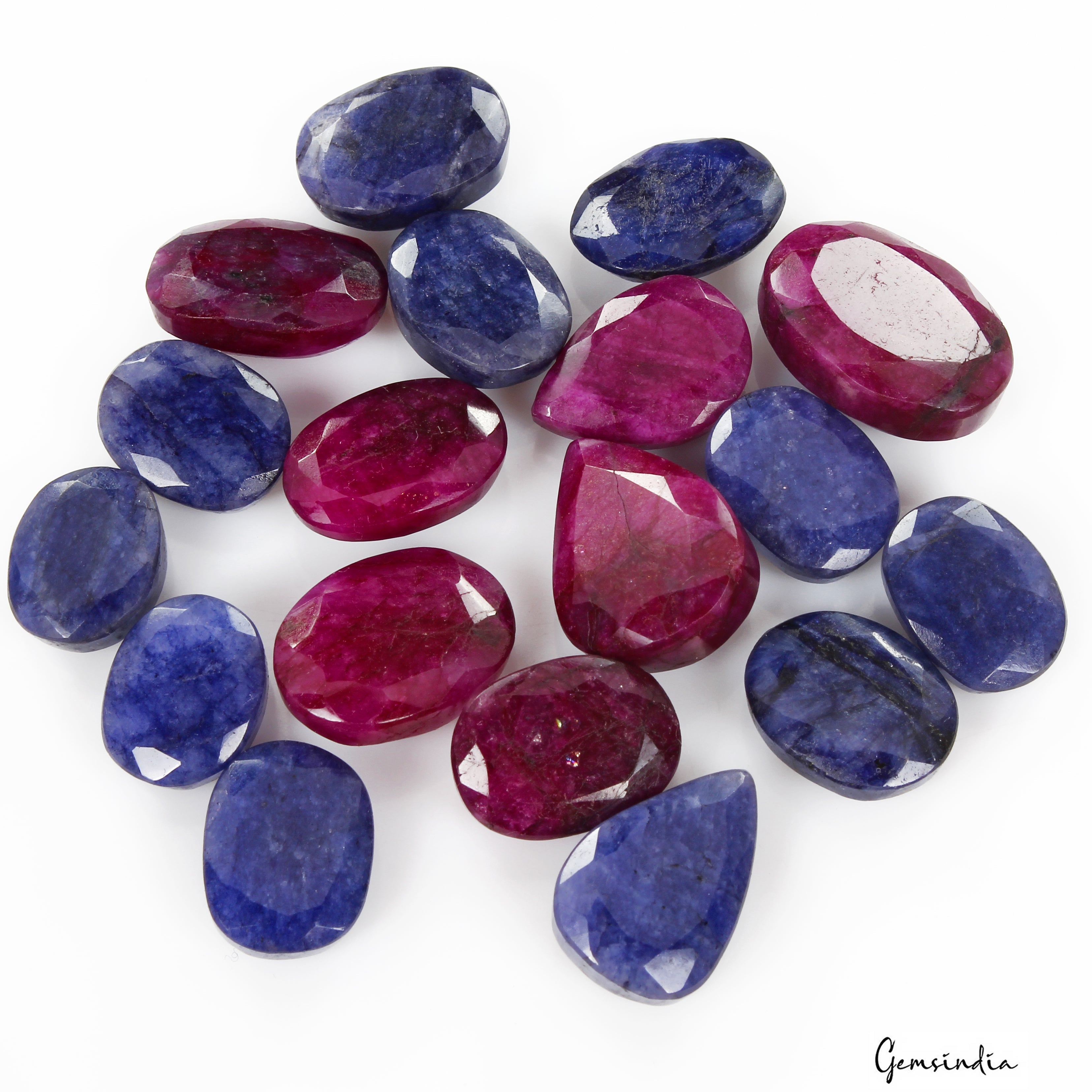 280 Ct/18 Pcs Natural Red Blue Beryl Mix Cut Loose Jewelry Making Gemstones Lot
