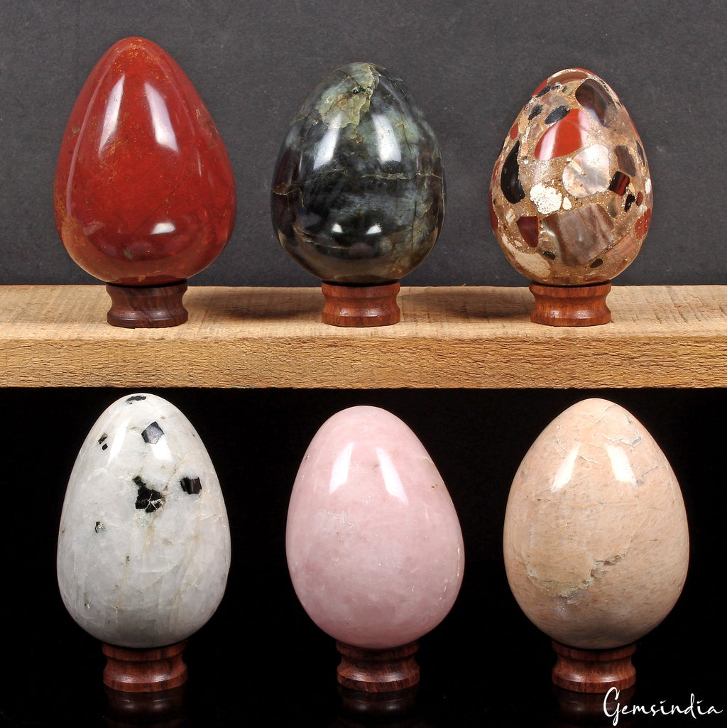 2 Kilo Natural Multi Gemstones Polished Crystal Healing Mineral Eggs /6 Pcs