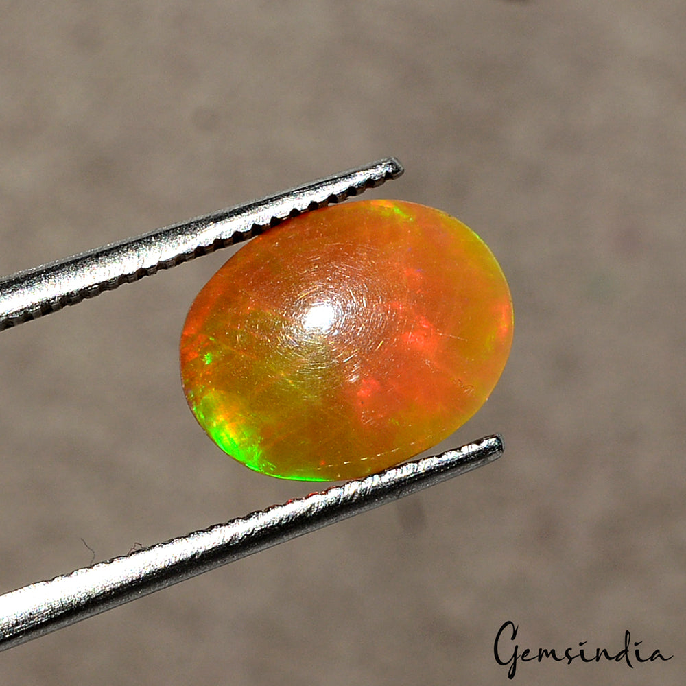 Natural Ethiopian Multi Fire Brown Opal Cabochon 1.30Ct Loose Gemstone Ring Size