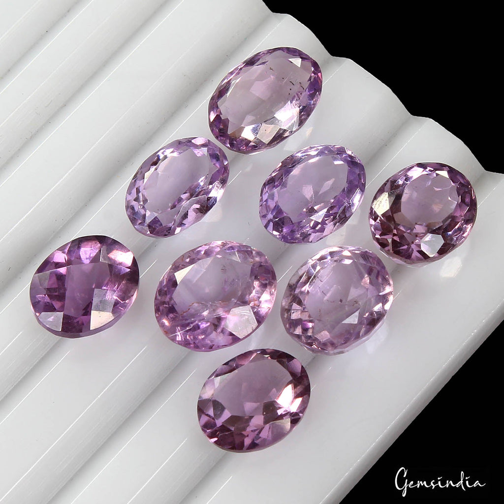 32.80 Ct Natural Untreated Finest Purple Amethyst Oval Cut Faceted Gem Lot 8 Pcs