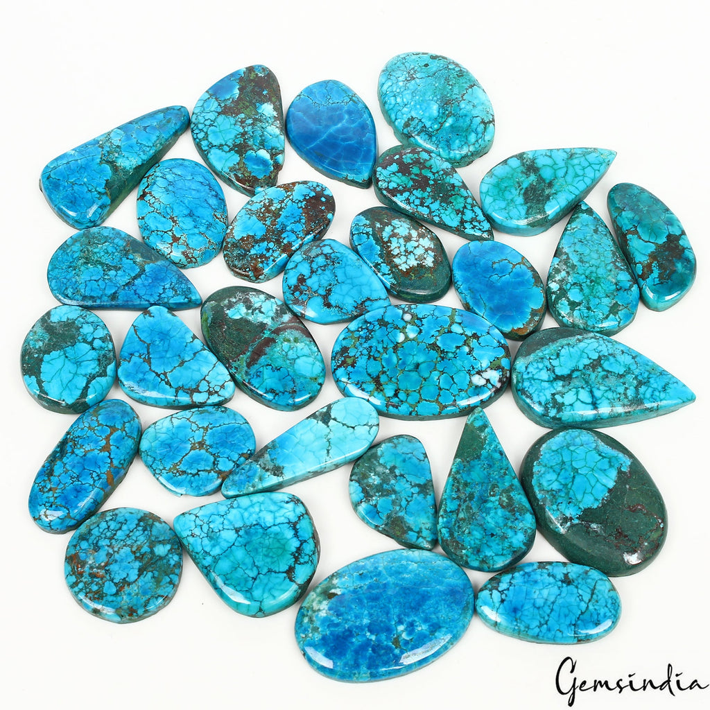 520 Ct Natural Blue Spiderweb Turquoise Mix Cab Loose Wholesale Gems Lot 29 Pcs