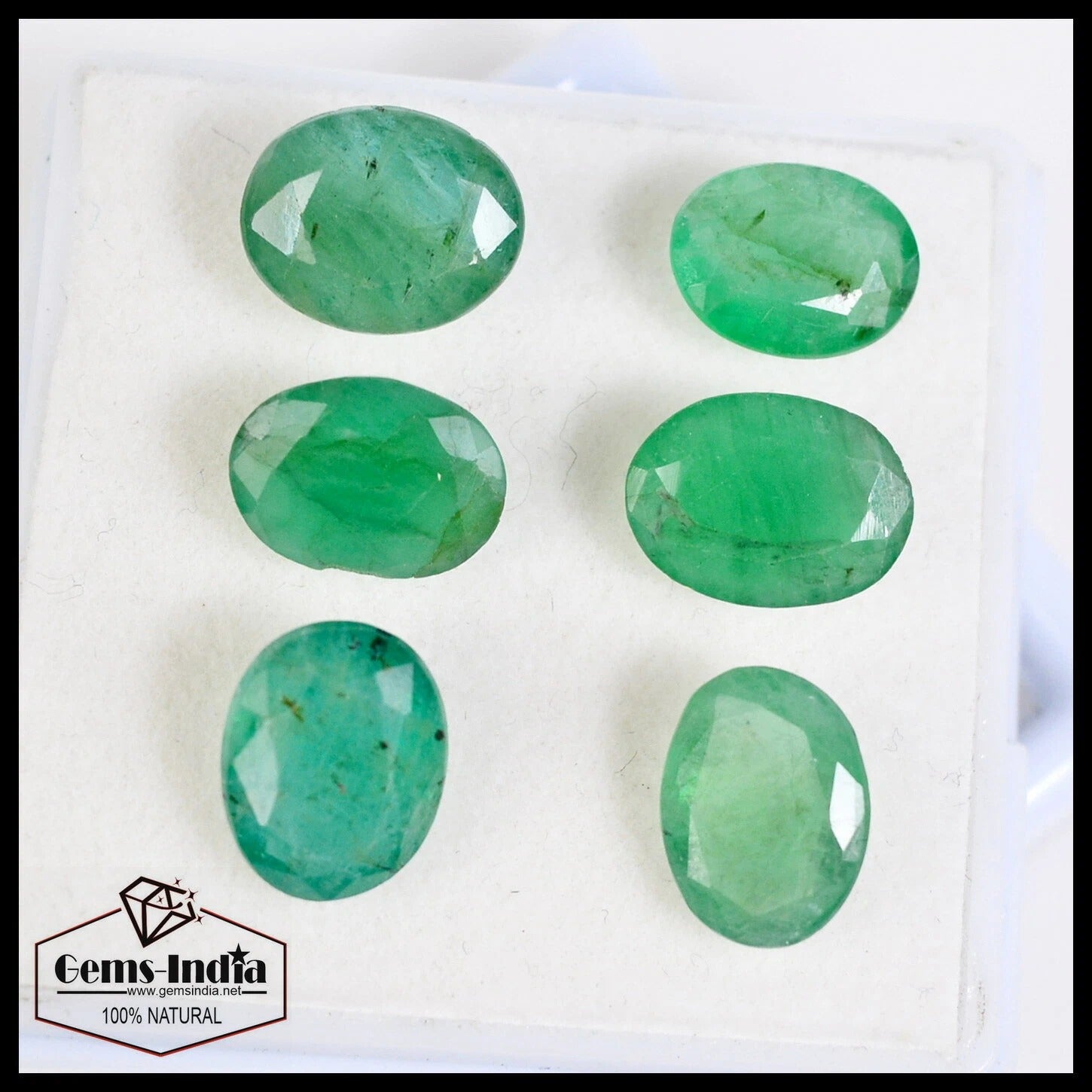 Certified 17.50 Cts/6 Pcs Natural Untreated Zambian Green Emerald Oval Cut Gems