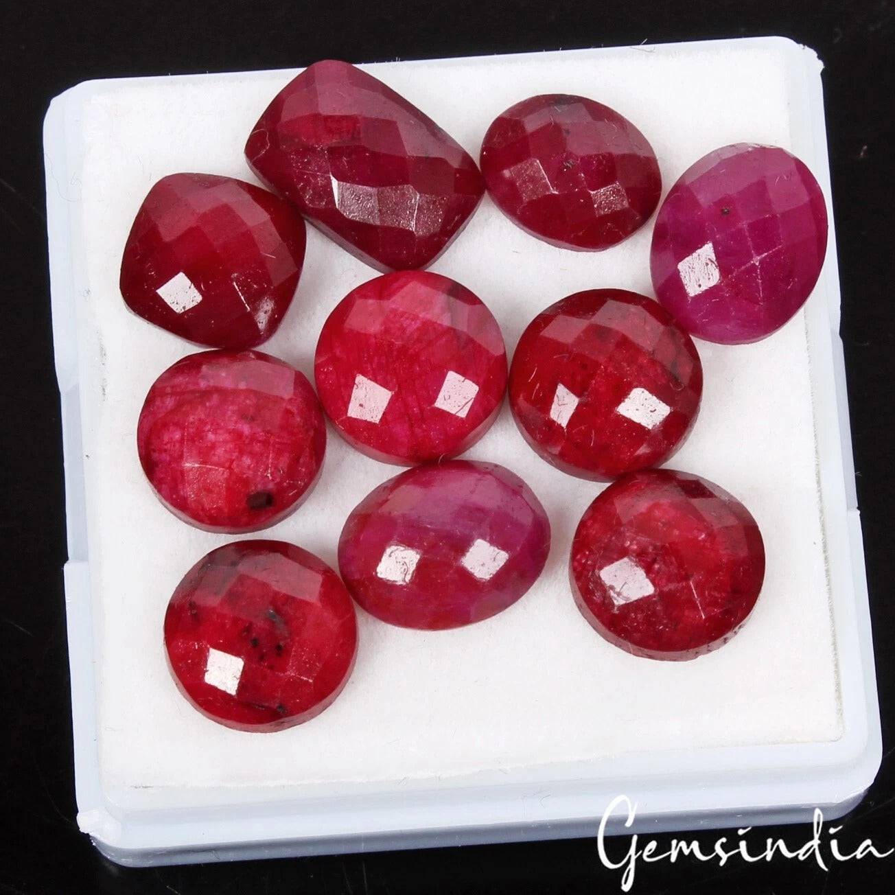 Certified 45.70 Cts/10 Pcs Natural Red Ruby Mix Checker Cut Gems Lot For Jewelry