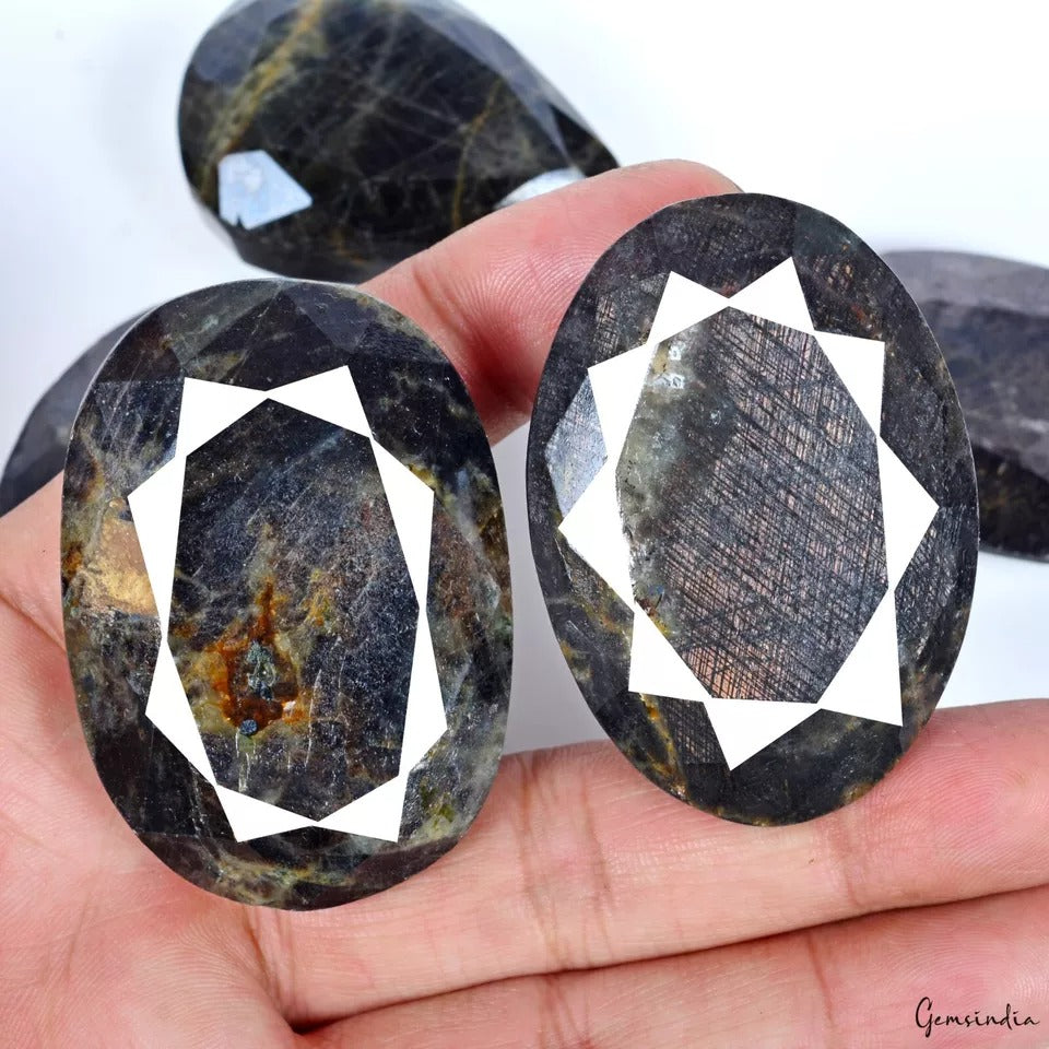 1720Ct/5 Pc Natural Untreated Black Sapphire Earth Mined Mix Cut Loose Gemstones