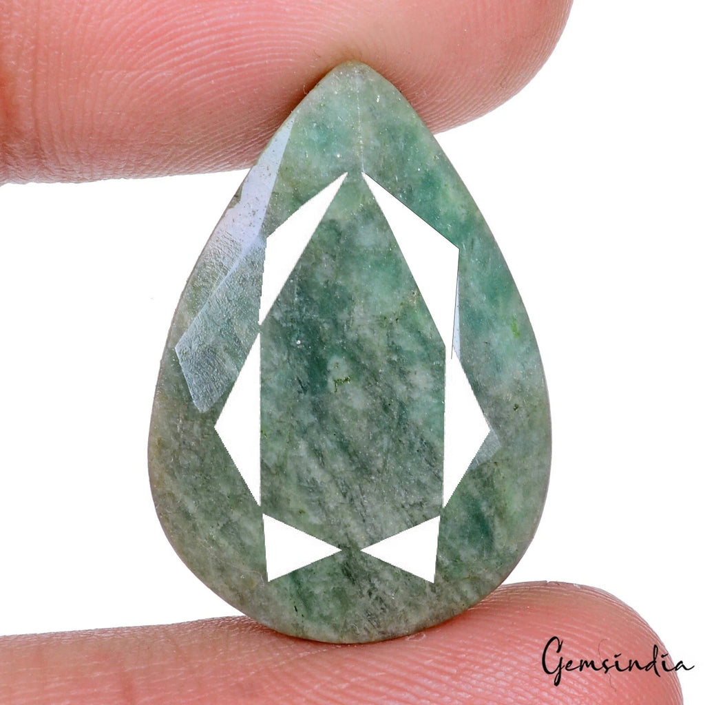 Certified 25.60 Cts Natural Brazilian Green Emerald Pear Loose Gem For Pendant