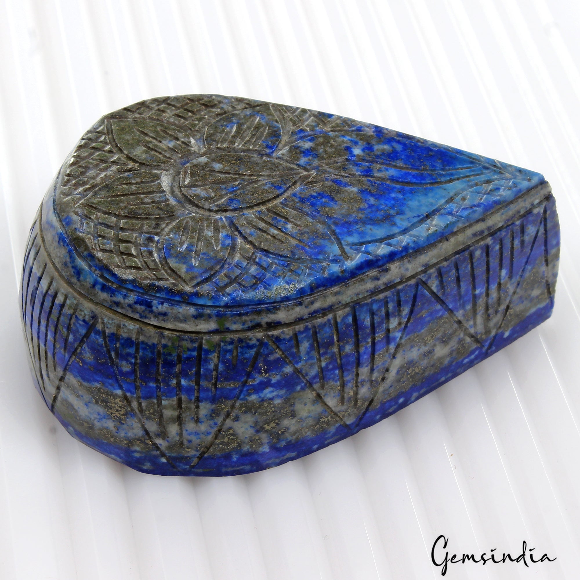 1020 Ct Natural Blue Lapis Lazuli Pear Carving Earth Mined Museum Size Loose Gem
