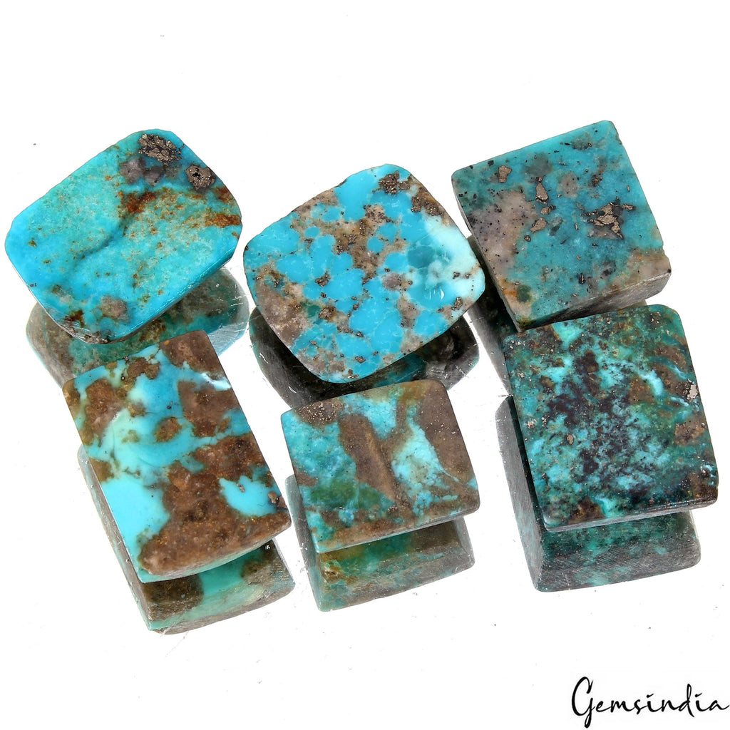 6 Pcs Natural Turquoise Top Quality 15mm-21mm Mix Cabochon Untreated Gemstones