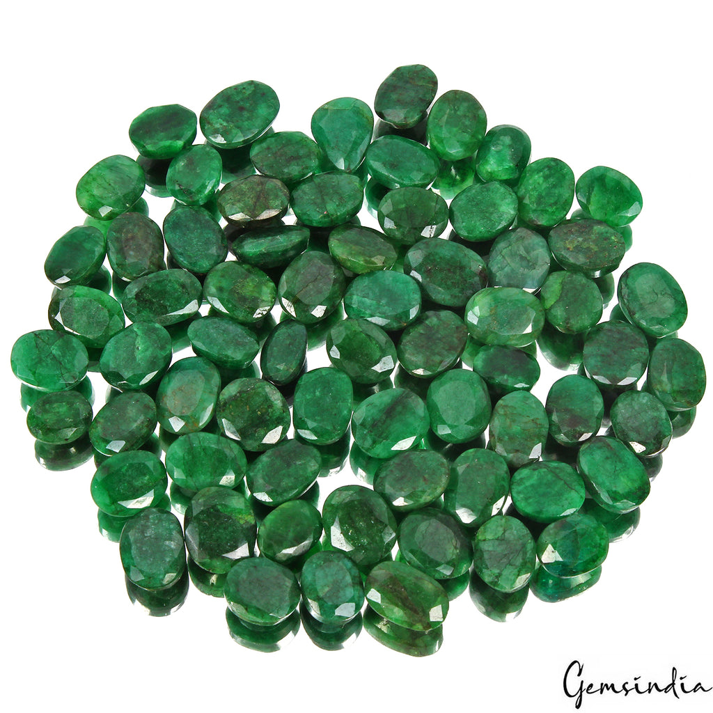 Emerald Lot, Loose Gemstone, Color Enhanced, Green — 68 Pieces, 15mm to 20mm, 1000 Ct, Brazil