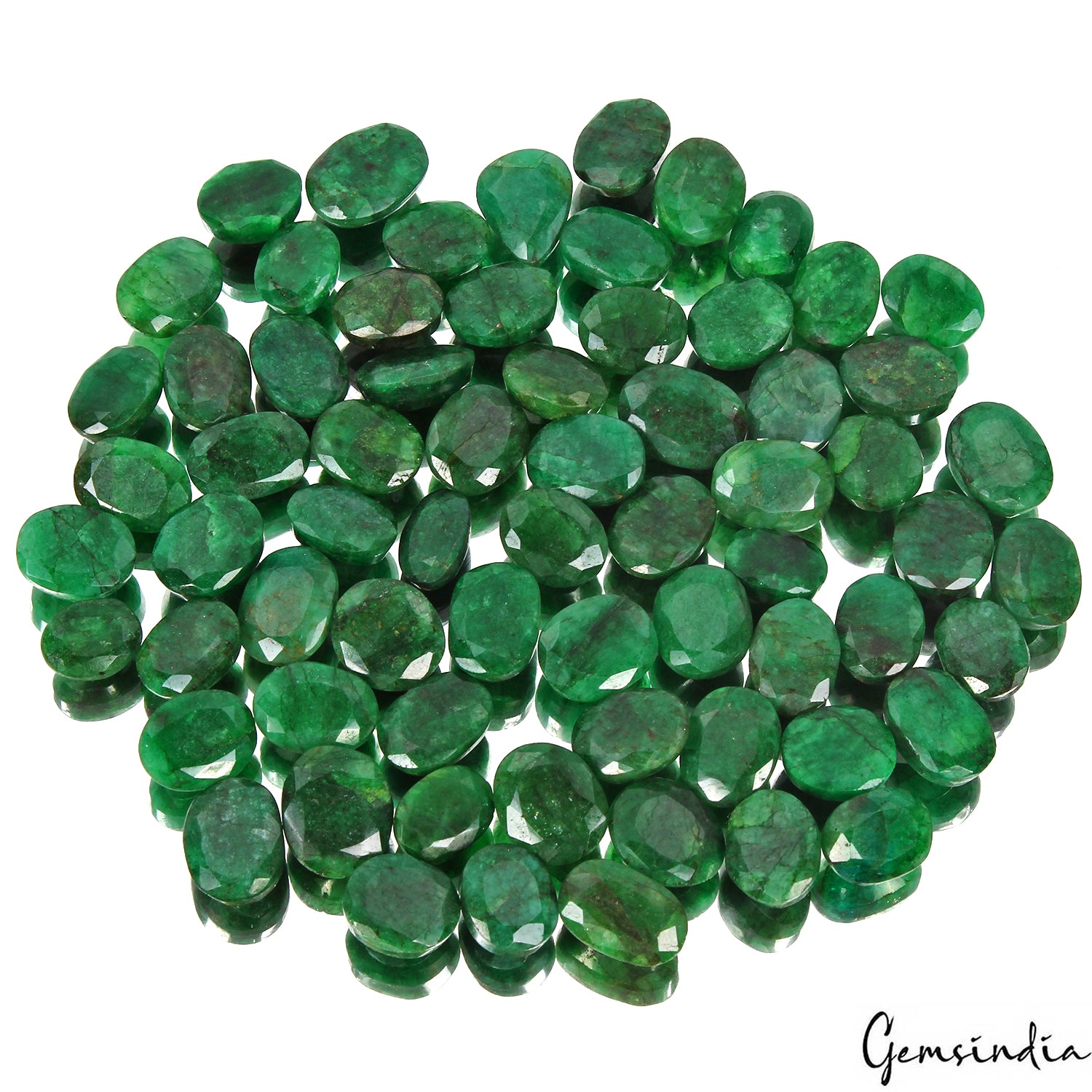Emerald Lot, Loose Gemstone, Color Enhanced, Green — 68 Pieces, 15mm to 20mm, 1000 Ct, Brazil