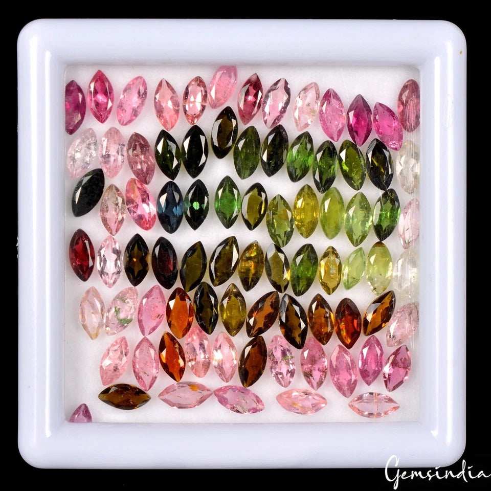 18.50 Ct/81 Pcs Natural Multi-Color Tourmaline Marquise Calibrated 6x3mm Gem Lot
