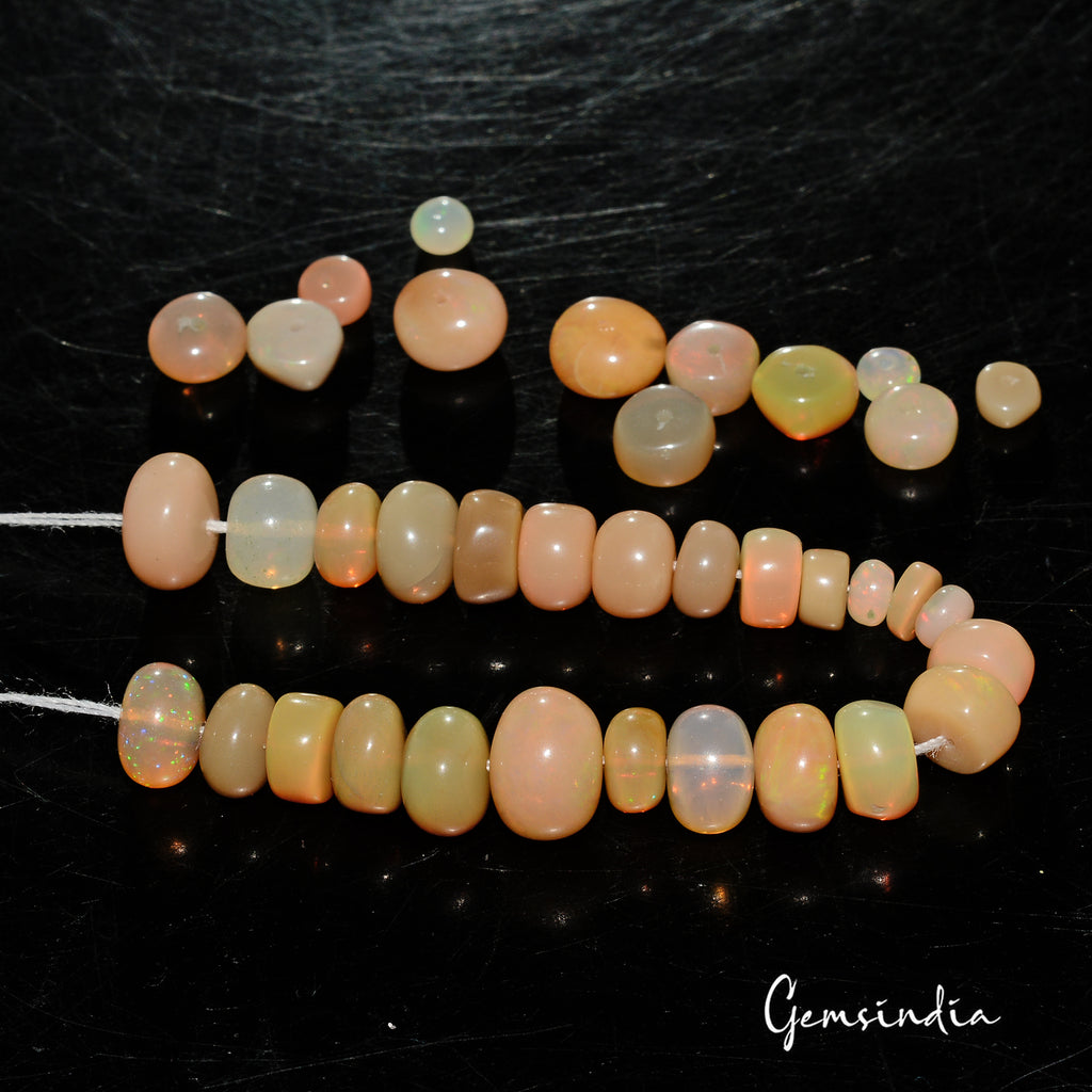 Ethiopian Opal Beaded Strand — 37 Pieces, 3mm to 8mm, 34.60 Ct, Ethiopia