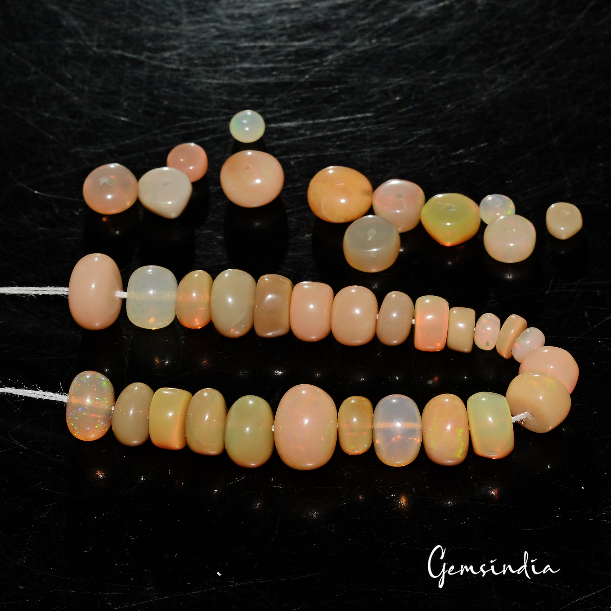 Ethiopian Opal Beaded Strand — 37 Pieces, 3mm to 8mm, 34.60 Ct, Ethiopia