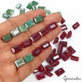 Certified 300 Ct/50 Pcs Natural Red Ruby Green Emerald Baguette Cut Loose Gems