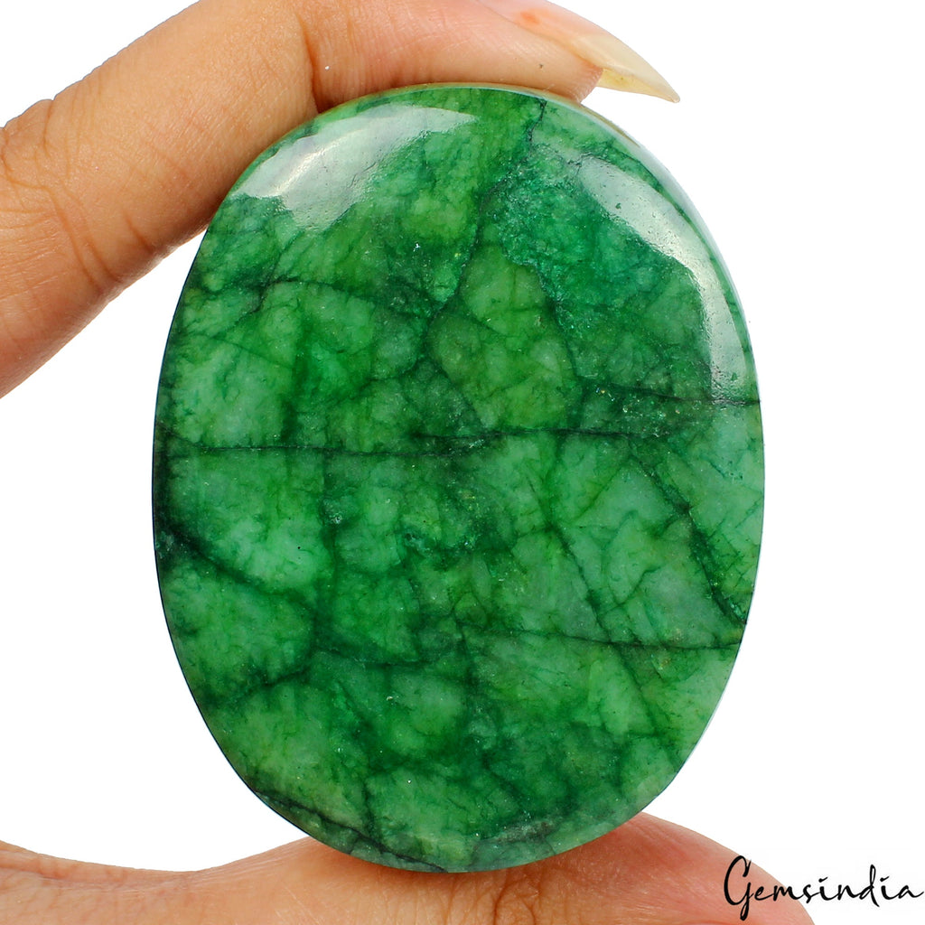 Certified 630 Ct Natural Green Brazilian Emerald Oval Cab Earth Mined Loose Gems