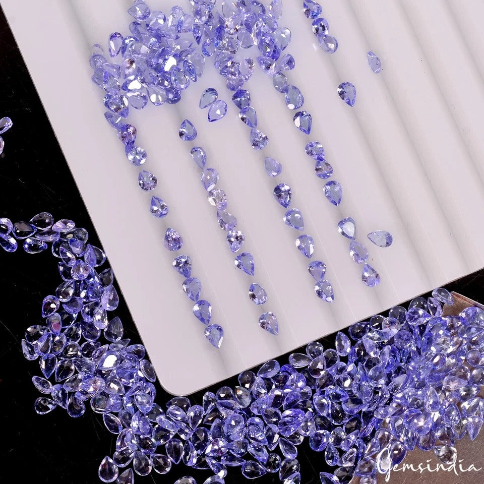 43.20Ct Natural Untreated Blue Tanzanite Pear Faceted 4mmx3mm Loose Gems 330 Pcs