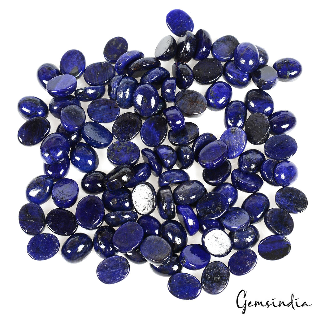 100 Pcs Natural Blue Sapphire 08-12mm Oval Cabochon Top Quality Loose Gemstones
