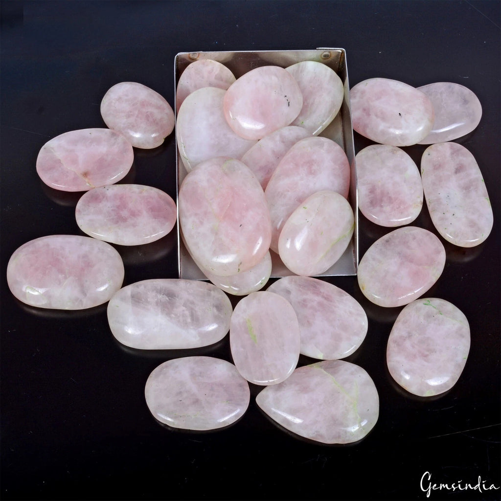 Rose Quartz Lot, Cabochon, Untreated — 24 Pieces, 34mm to 53mm, 2500 Ct, Madagascar