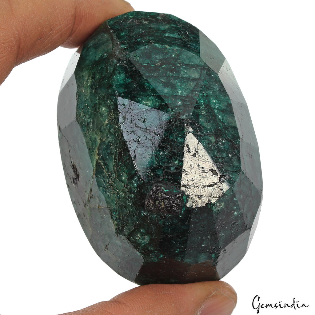 1060 Ct Natural Dark Green Emerald Oval Faceted Earth Mined Loose Huge Gemstone