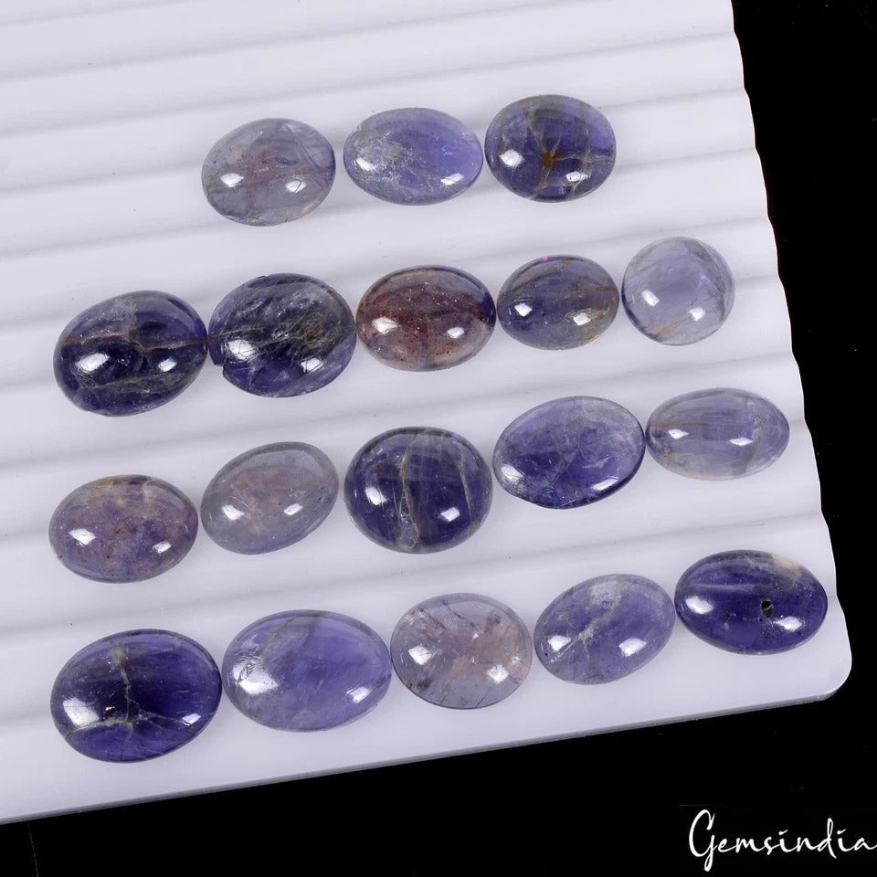 117.50 Ct Natural Untreated Violet Blue Iolite Oval Cab Loose Gemstones lot~18 P