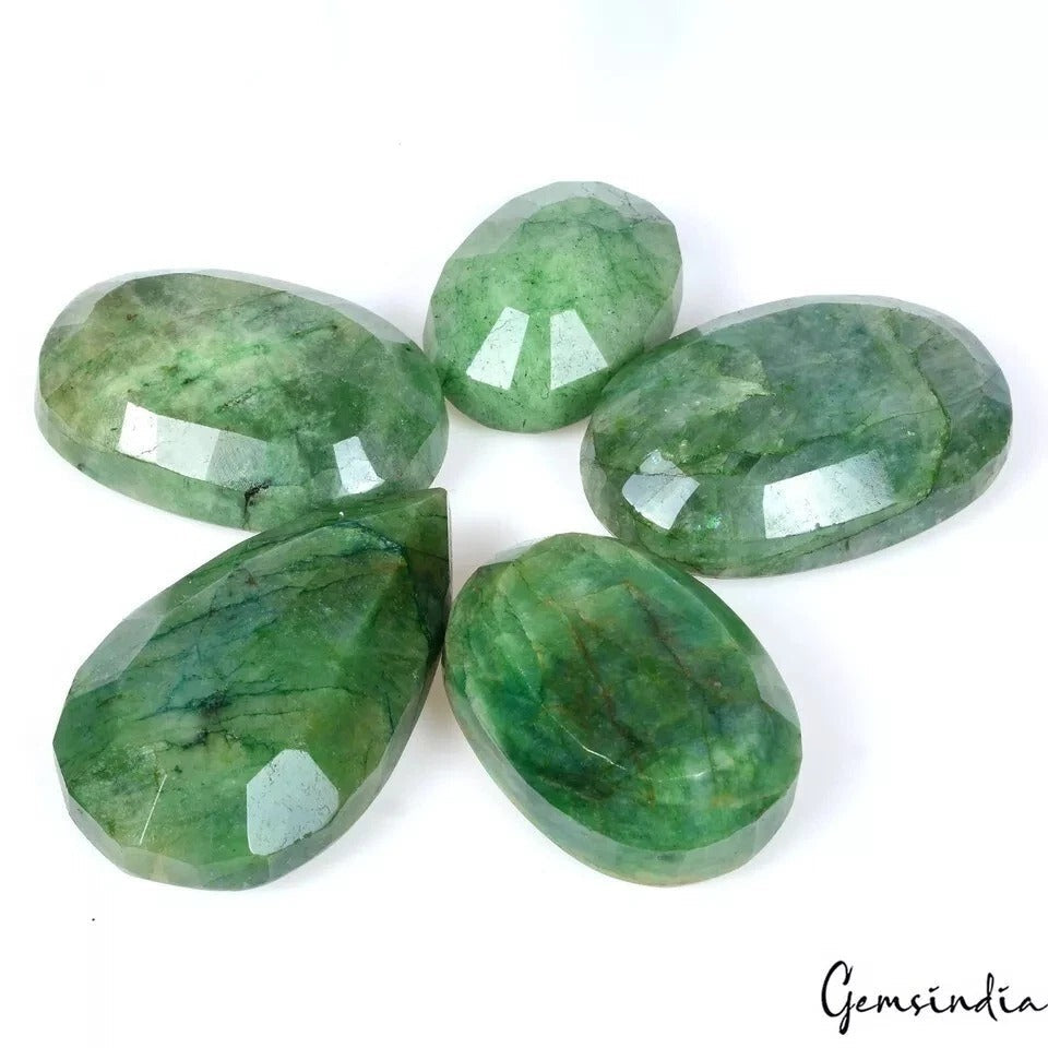 1070 Cts/5 Pcs Natural Brazilian Green Emerald Mix Cut Loose Gems Wholesale Lot