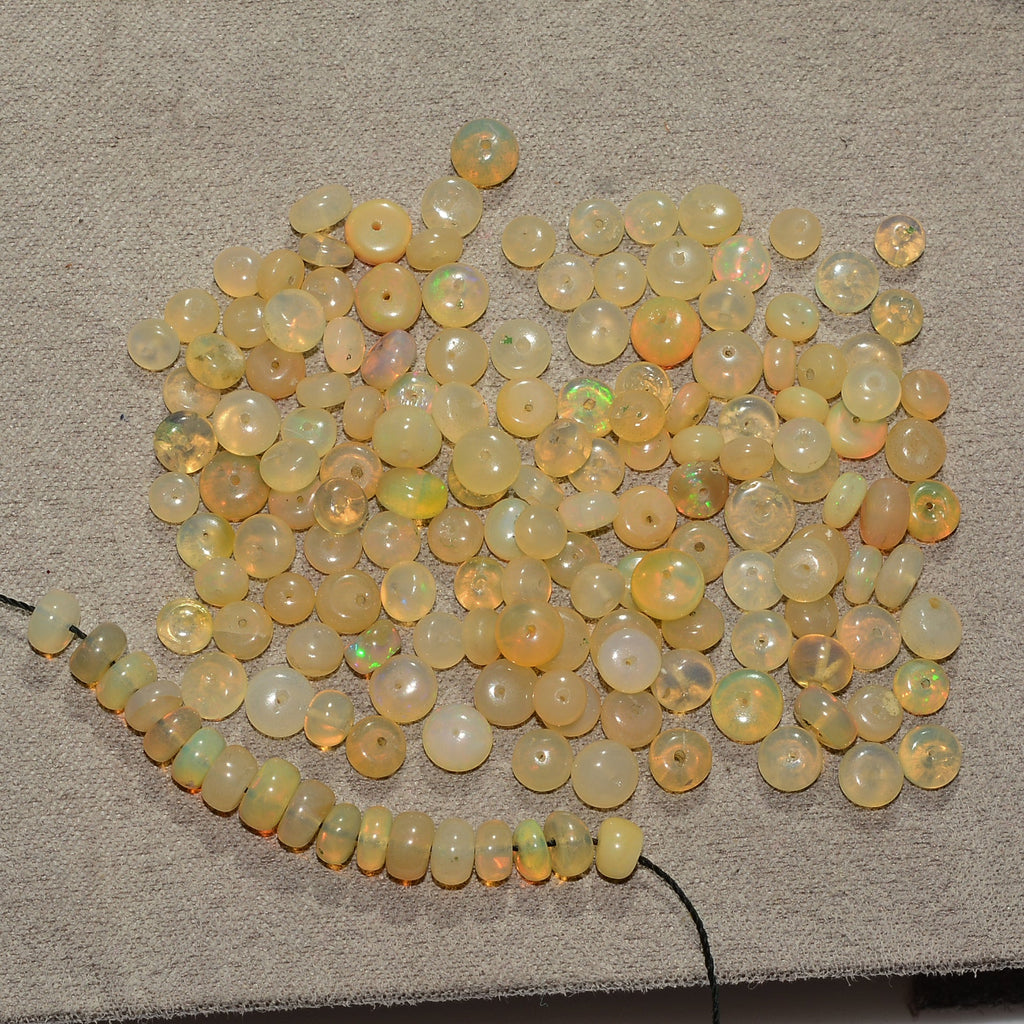 3mm-5mm Natural Ethiopian Multi Fire Opal Smooth roundel beads Gemstone~163 Pcs